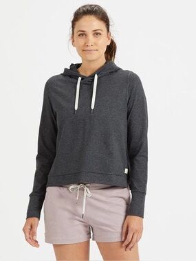 Vuori Heather Gray Pullover Hoodie with Small Logo Patch